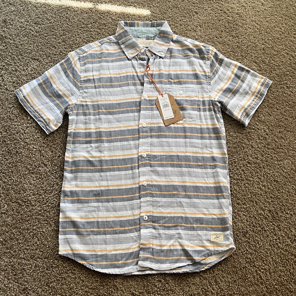 NWT Weatherproof Vintage Country Twill Short Sleeve Button Down Shirt size small